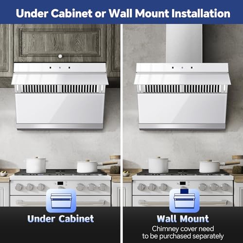 Range Hood Silver Gray Two-Piece Chimney Cover for Tieasy USCX08T75-SG Wall Mount Range Hood