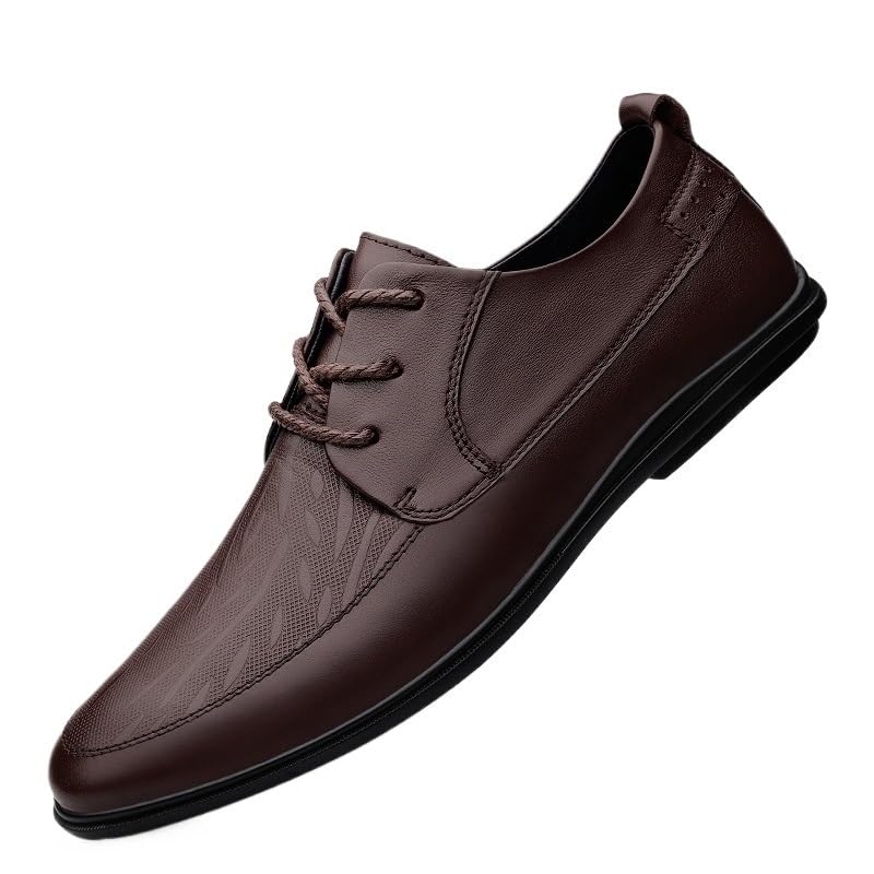 Men's Dress Oxford Shoes Top Grain Leather Lace Up Breathable Slip Resistant Formal Working Shoes