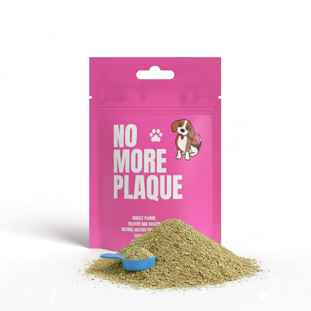 Natural Dog Teeth Cleaning Powder - Seaweed Plaque & Tartar Remover for Pets - Stops Bad Breath in Dogs - No-Brush Dental Care Food Supplement -60g
