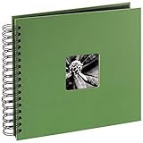 Hama Fotoalbum 28x24 cm (Spiral-Album mit 50 schwarzen Seiten, Fotobuch mit Pergamin-Trennblättern, Album zum Einkleben und Selbstgestalten) grün