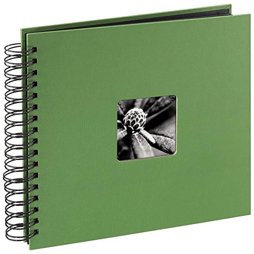 HAMA | Álbum de fotos para pegar y escribir (50 páginas blancas de 28x24cm, máximo 100 fotos de tamaño 10 x 15cm, con espiral y papel de cristal entre páginas) Color Verde Manzana