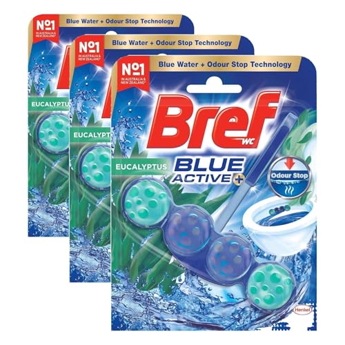 Bref Blue Active Eucalyptus, Rim Block Toilet Cleaner, 50g, Eucalyptus (Pack of 3)
