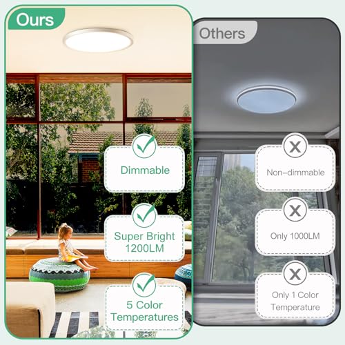 Image of Brightever 7 Inch Flush Mount LED Ceiling Light Fixture, Dimmable, 1200LM