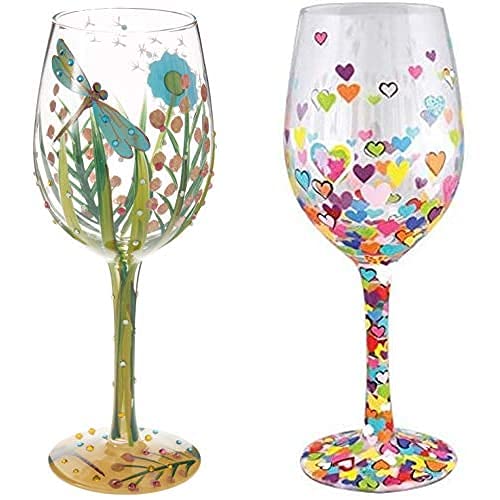 Lolita , Copa com desenhos de libélulas, Enesco +, taça com corações, Enesco