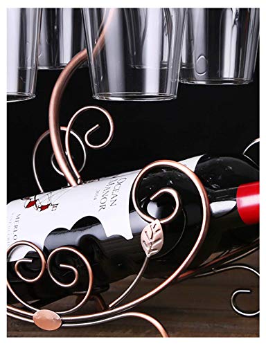 Portabotellas de vino de metal para 2 botellas y 6 vasos miniatura 4