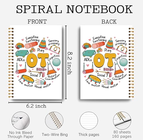 Journal d'ergothérapie - Carnet à spirale format A5 14x21 cm pour notes - 6