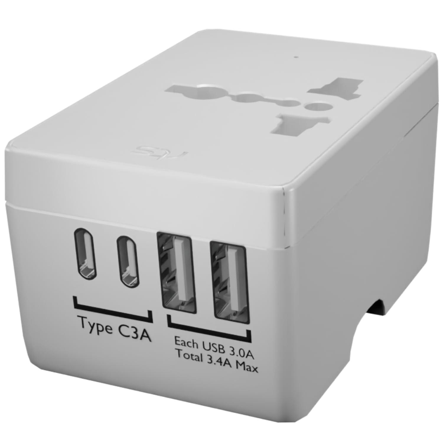 rts Universal Charger Adapter with (2 Type C+ 2 USB Ports) & AC Outlet, International Travel Adapter Converter, Type C/A/G/I All in One Wall Charger Worldwide Travel Adaptors for US to EU UK AUS
