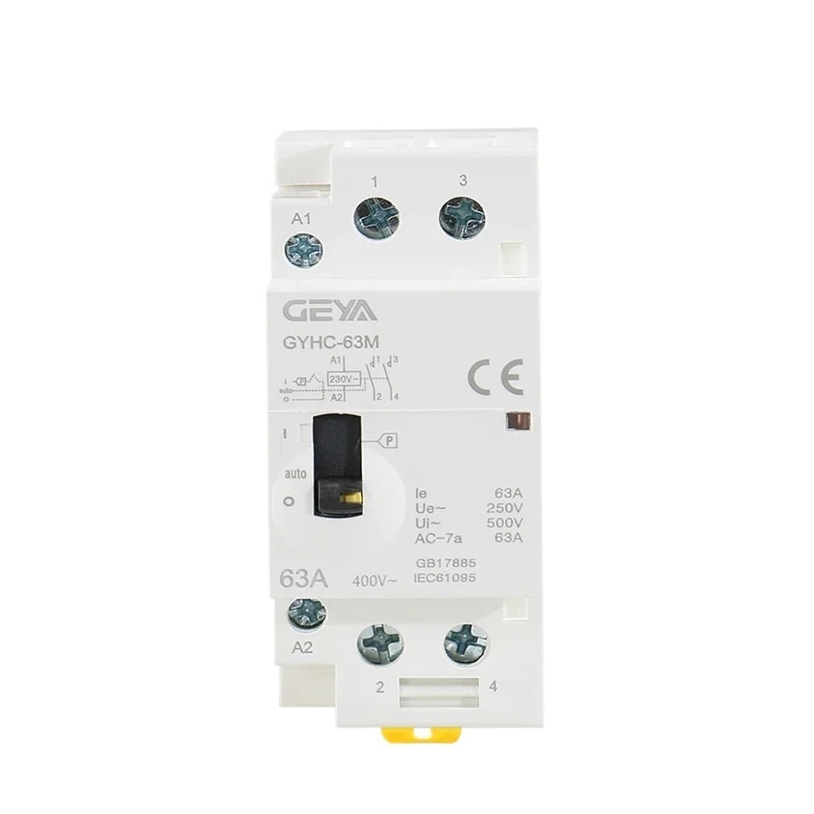 GYHC 2P 40A 63A 2NO lub 2NC Modułowy stycznik AC na szynie DIN do użytku domowego AC220V 230V Sterowanie ręczne (2P 63A 2NC 220V)