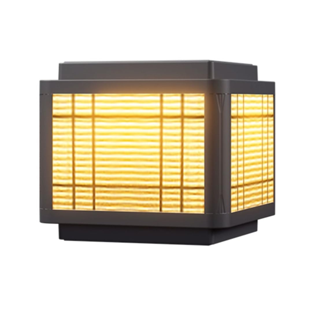 HCIPJQY Square Simple Post Light Classical Wall Pillar Headlight Waterproof Yard Porch Pathway Lighting Outside Fixture,Aluminum Lantern Black Finish