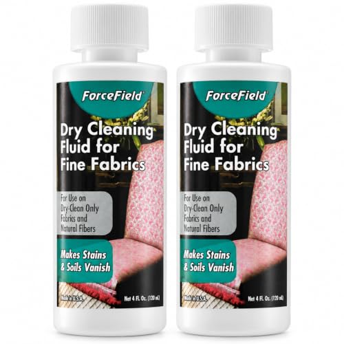 ForceField Dry Cleaning Fluid, Code S Upholstery Solvent, 4 oz, 2 Pack | Spot Remover for Silk, Wool and Natural Fibers, Draperies, Lifts Grease and Oil Stains, Non Water Based, Made in USA