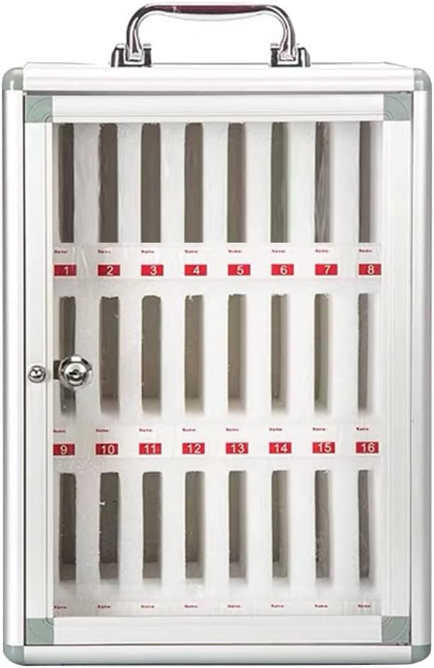 60 Slots Wall-Mounted Aluminum Alloy Cell Phone Storage Locker for School & Office - Ideal for Dinners and Bedtimes - Sleek Silver Design, Size 24