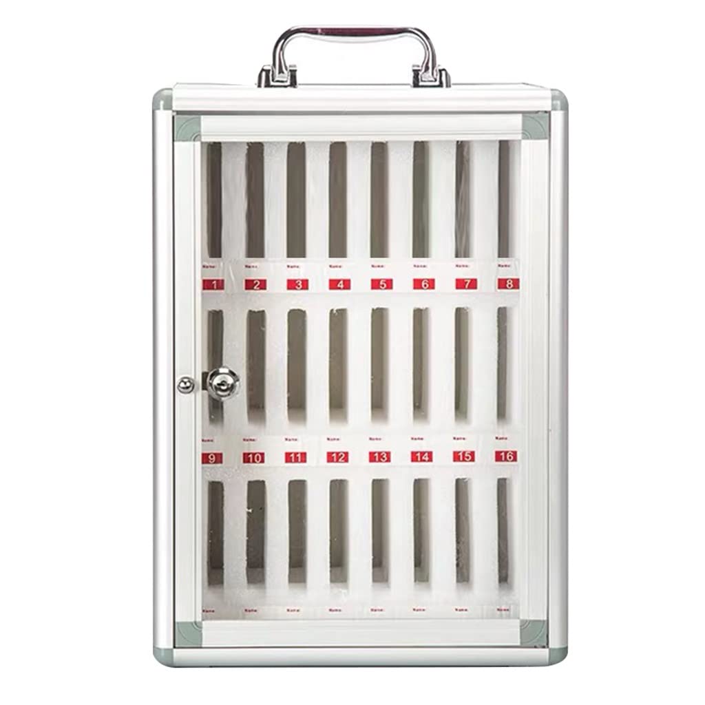 12/24/36/48/60 Fentes en Alliage D'aluminium Téléphones Portables Armoire De Rangement Mural Casier pour L'école Et Le Bureau Idéal pour Les Dîners Au Coucher (Color : Silver, S : 24)