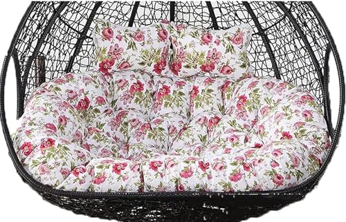 Flätad utomhus uteplats hängande gungstol för 2 personer – ersättning tvåsitssoffa med kuddar, perfekt för uteplats, trädgård, balkong – design i hängmatta