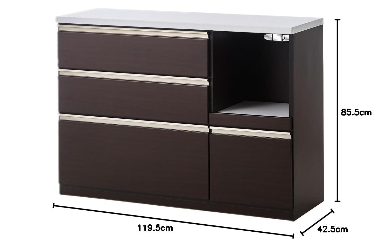 Amazon.co.jp: キッチンカウンター 120cm 完成品 引き出し 間仕切り 