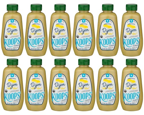 Koops' Organic Dijon Mustard – Dijon Seasoning, Gluten-Free, Kosher, Non-Gmo, Usda Certified Organic Mustard Sauce, Made In The Usa, From Quality Mustard Seeds, Shelf-Stable – 12 Oz, Pack Of 12 #TOP21