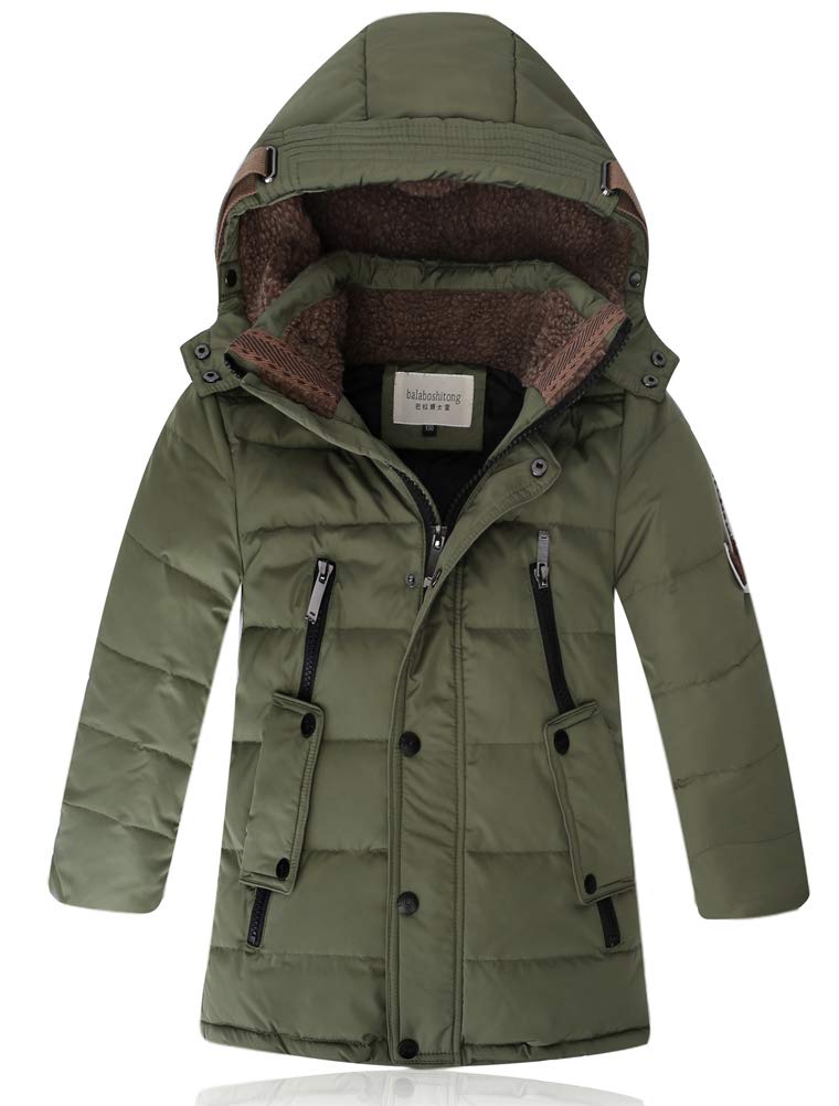 Odziezet Girls Army Green Boys Puffer Down Coat Kids Warm Padded Parka Hooded Jacket Winter Outwear 4-13 Years