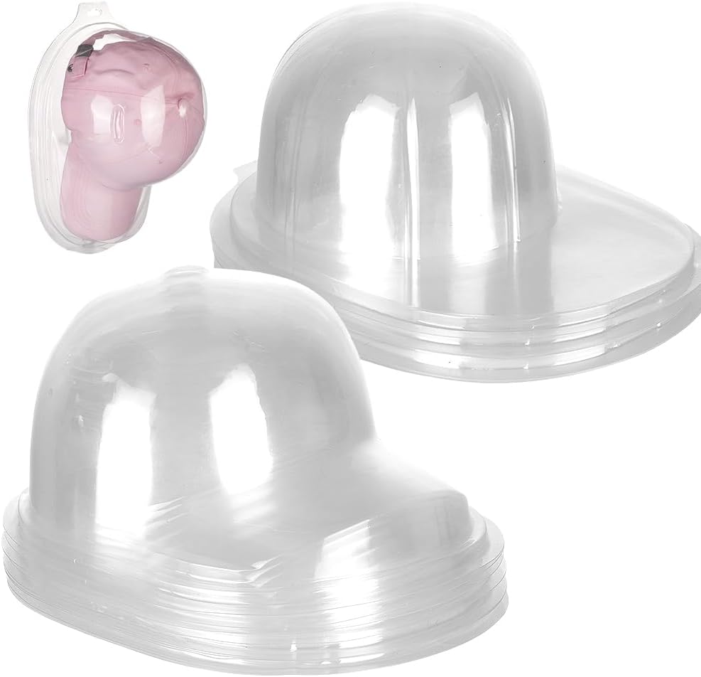 AHANDMAKER 10Pcs Baseball Cap Holder Clear PVC Display Case 9.45in x 11.81in Hat Shaper Insert Reshaper Protector for Trucker Snapback Fitted Caps Collectibles, Travel Organizer, Memorabilia Storage