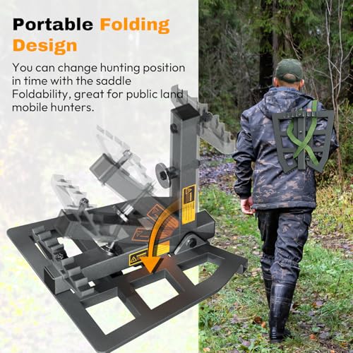 Tomaki Saddle Hunting Platform, Aluminum Adjustable Tree Saddle Platform, Saddle Hunting Platform for Hunting, Reliable Silent Adjustable 12\'\'X12\'\' Saddle Hunting Accessories Hunting Saddle Kit