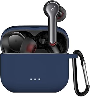 حافظة حماية سيليكون لسماعات ليبرتي اير 2 مقاومة للغبار ومضادة للخدش والضياع لسماعات ايربودز 2 اللاسلكية (مع مصباح ليد أمامي مرئي) لون أزرق