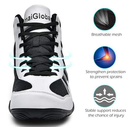 dimaiglobal men39s wrestling shoe boxing shoes zero drop sole high top fighting shoes fitness sneaker taekwondo karate martial arts weightlifting training shoes