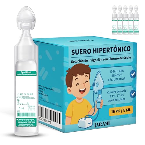 JARAMI - Suero Hipertónico para Nebulizador - Solucion Salina Hipertonica 3% de Larga Duración - Uso Rapido y Facil en Nebulizador para Bebe.