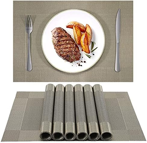 SUEH DESIGN Placemats Set of 8 Woven Vinyl Heat Resistant Place Mats Non-Slip Washable Mats Decoration for Dining Table Kitchen Party 45cmx30cm