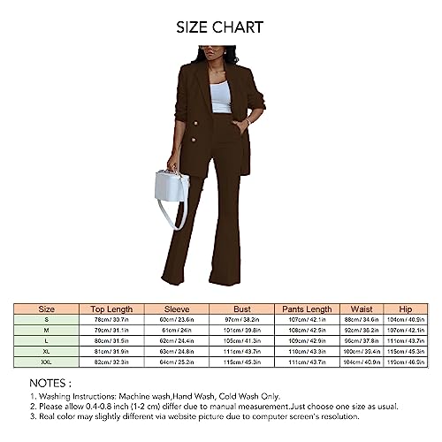 Blazer feminino de 2 peças com gola de lapela e calça de trabalho de perna larga casual cor lisa con