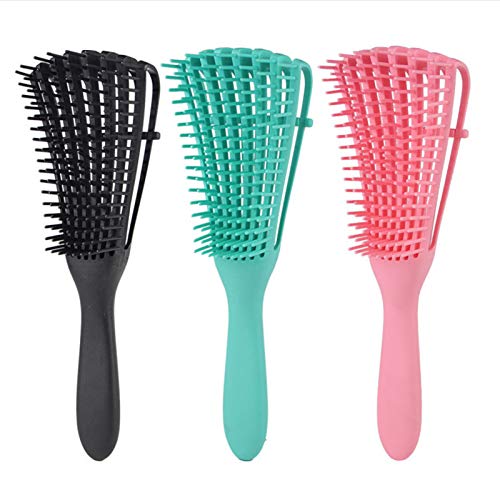 3PACK Hair Detangling Brush for Easy Detangler Curly Hair including Natural, Curly, Straight, Wet or Dry 3A to 4C Hair of Afro America