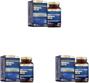 Nutraxin Multivitamin Mineral Energy   Ginseng, CoQ-10, L-Karnitin, Taurin ve 24 Vitamin-Mineral  eren Enerji Destek Tableti   60 Tablet   Vegan 3 paketi