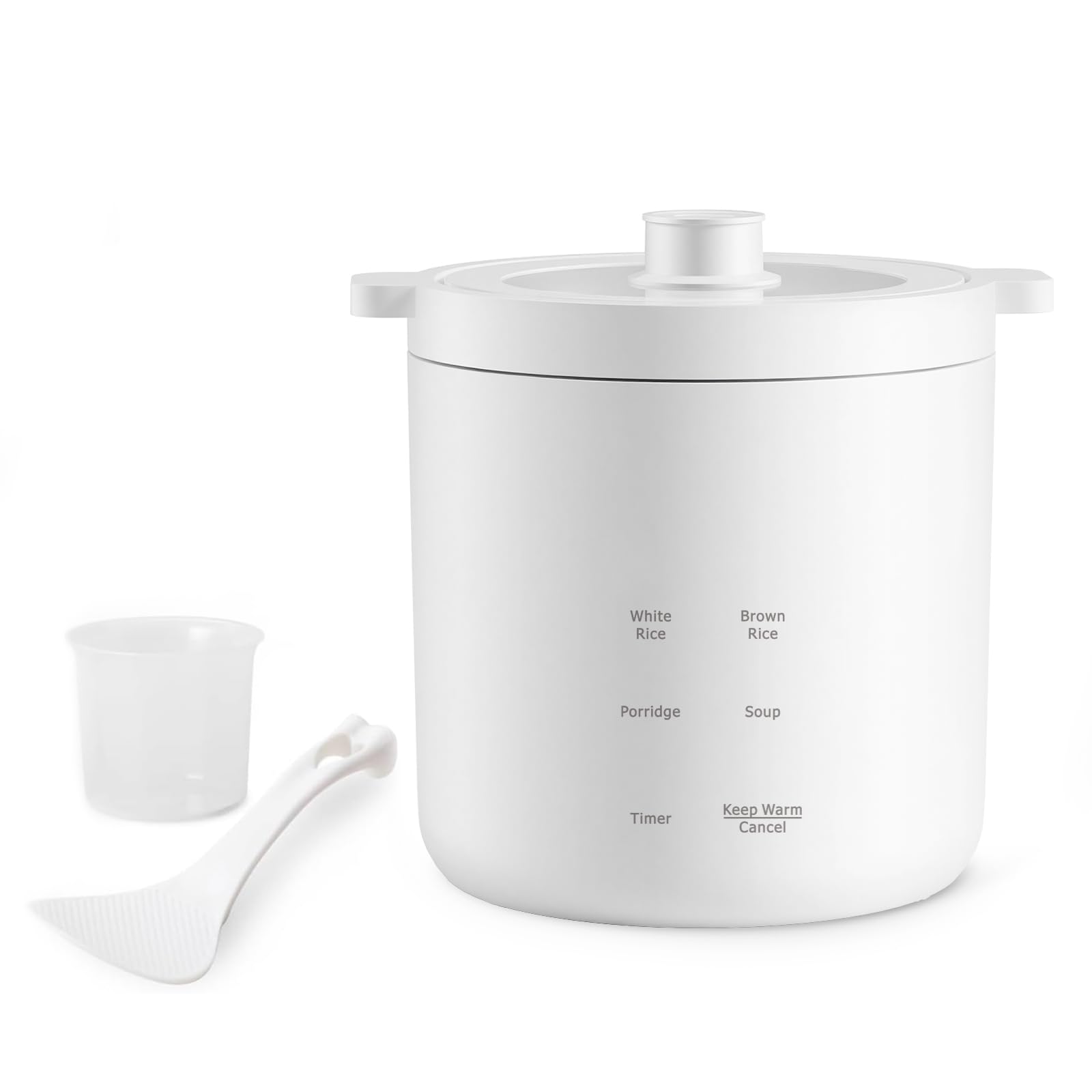 Mini Rice Cooker, Small Electric Cooker 2 Cup Uncooked with 4 Cooking Functions, Ceramic Rice Cooker with 24 Hour Preset, Heat Preservation, Anti Scald Carry Handle
