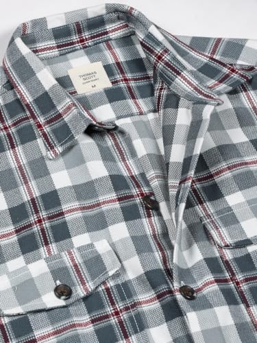 Image of Thomas Scott Men's | Checks | Full Sleeve | Regular Fit | 100% Cotton | Double Pocket | Spread Collar | Casual Shirt
