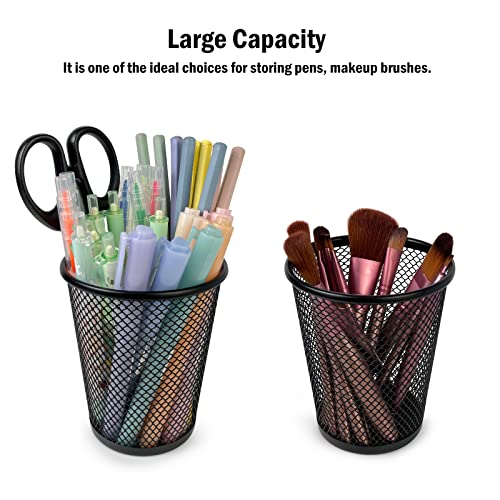 JOYENERGY-12-Packs-Pen-Holder-for-Desk-Mesh-Pen-Cup-Metal-Pencil-Holders-Multifunctional-Organizer-for-Office-School-Home-Makeup-Brush-Black