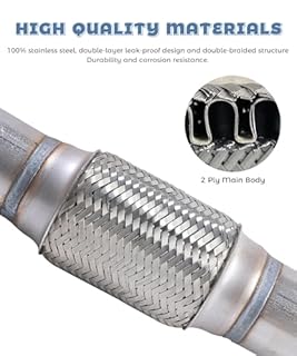 UNLRAE Flex Pipe,Heavy Duty Exhaust Flex Pipe,Car Accessories Stainless Steel Flexible Exhaust Pipes,Universal Muffler Tube Automotive Replacement,Suitable for Most Cars,Trucks (2"x6"/10")