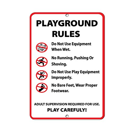 Panneau d’activité Playground Rules en aluminium de 45,7x61 cm