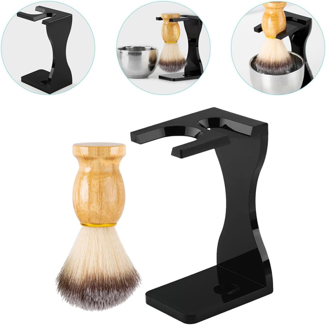Shaving Brush Stand and Razor Display Holder Set 2pcs Acrylic Beard Brush Holder for Men's Shaving Accessories and Bathroom Organization