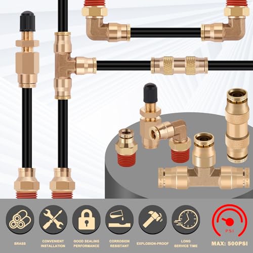 CheeMuii 50FT 1/4 DOT Air Line with 10 Pcs Brass Fittings Kit for Air Bags Suspension by CheeMuii - Image 6