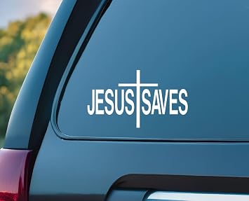 Jesus Saves Christian Jesus Cross Car Vinyl Decal Bumper Sticker for Car, Wall, Window, Vehicle, Weather Resistant, Cross