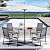BUPPLEE 5-Piece Outdoor Patio Dining Set - 4 Stackable Texlin Sling Chairs & Steel Round Table, Low-Maintenance Furniture for Backyard/Balcony/Poolside, Includes Umbrella Hole