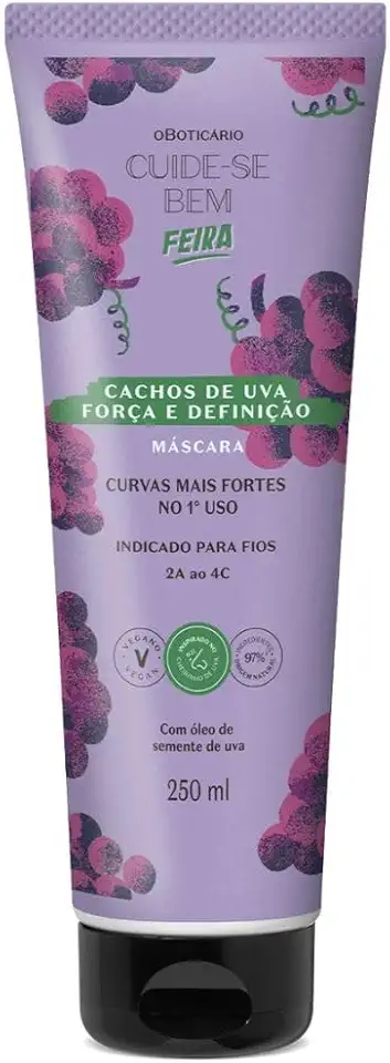 O Boticário Máscara Capilar, 250ml, Creme, Vegano, Unissex, Cabelos Crespos e Volumosos, Maciez e Força, Adulto, Tratamento Capilar, 1 Unidade