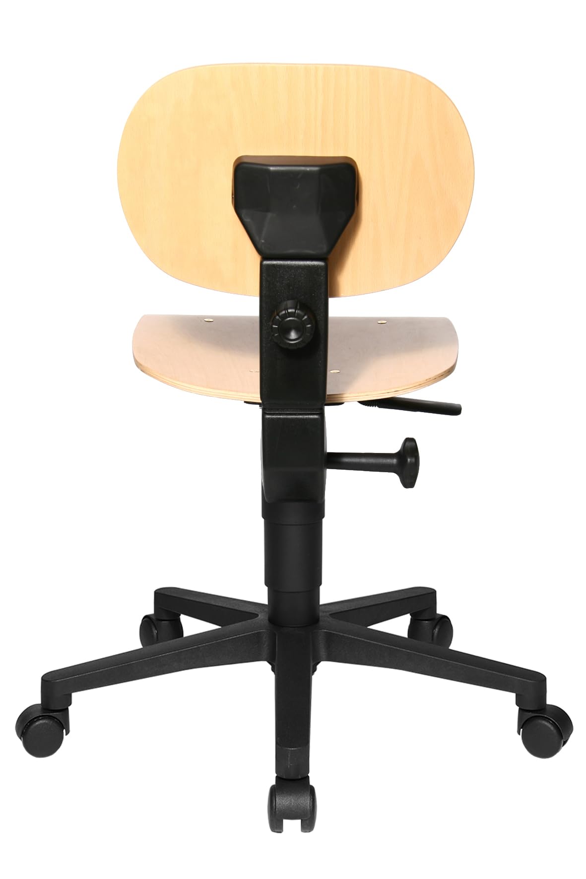 Topstar 72210HO1 TEC 11, Bürostuhl, Arbeitshocker, Rollhocker, Werkstatthocker, Holz (Buche), 44D x 38W x 55H cm | Made in Germany | Ergonomisch | Stehhilfe, Stehhocker | höhenverstellbar | Geprüfte Sicherheit nach GS-Intertek