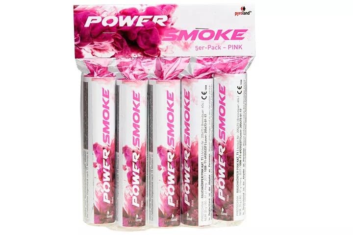 Pyroland Rauchbomben Power Smoke 5X Rauchfackeln für Hochzeit Pink