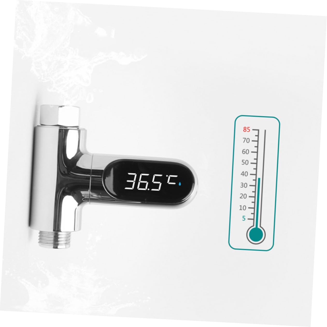 Led-duschthermometer mit Led-anzeige Drehbar Batteriefrei Präziser Wasser-temperaturmesser für Messbereich Silberfarben Einfache Installation Sicherer Sensor