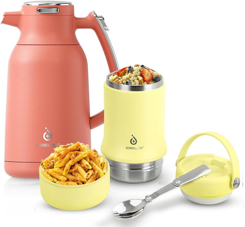 IDEUS 68 oz Stainless Steel Thermal Coffee Carafe and 20 oz Insulated Soup Container