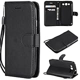 SATURCASE Hülle für Samsung Galaxy S3, Klassisch PU Lederhülle Magnetverschluss Brieftasche Kartenfächer Standfunktion Handschlaufe Handy Tasche Schutzhülle für Samsung Galaxy S3 (XD-Schwarz)