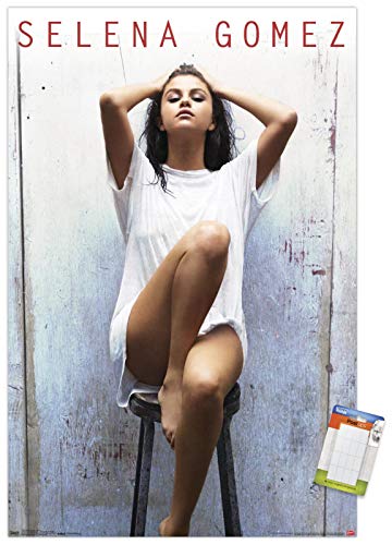 Trends International Selena Gomez-Stool Wall Poster, 22.375 in x 34 in, Poster & Mount Bundle