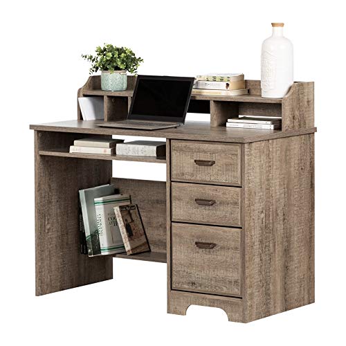 Bowery Hill Rustic Computer Desk With Keyboard Tray, Modern Wood Writing Desk With Drawers And Shelves For Home Office, Brown #TOP4