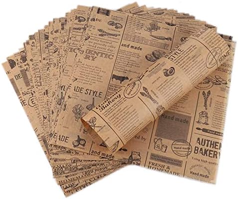 Hejo 100 arkuszy papieru Deli, papier do kosza, przyjazny dla środowiska papier do pieczenia, papier do burgerów, kanapek maślanych, serów, frytek (25 x 25 cm)