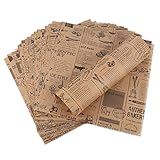Hejo 100 Blätter Deli Papierblätter, Pommes Papier für Korb, Umweltfreundliches Backpapier, Burger Wrap Papier für Burger, Butterbrot, Käse, Pommes (25x25cm)