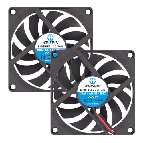 WINSINN DC 80mm ventilador 24V 8010 doble rodamiento de bolas sin escobillas refrigeración 80x10mm 2PIN (paquete de 2 piezas)