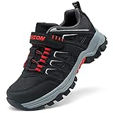 Kids Hiking Shoes No-Tie Slip On Boys Sneakers Easy to Put On Outdoor Tennis Athletic Running Shoes